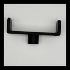 A black plastic U-shaped handle with a cylindrical mounting sleeve, shown against a plain white background.